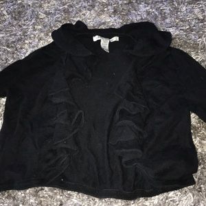 Ruffle crop black cardigan